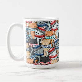 Katter i vinterscarves & Hats Mönster Kaffemugg