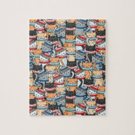 Katter i vinterscarves & Hats Mönster Pussel