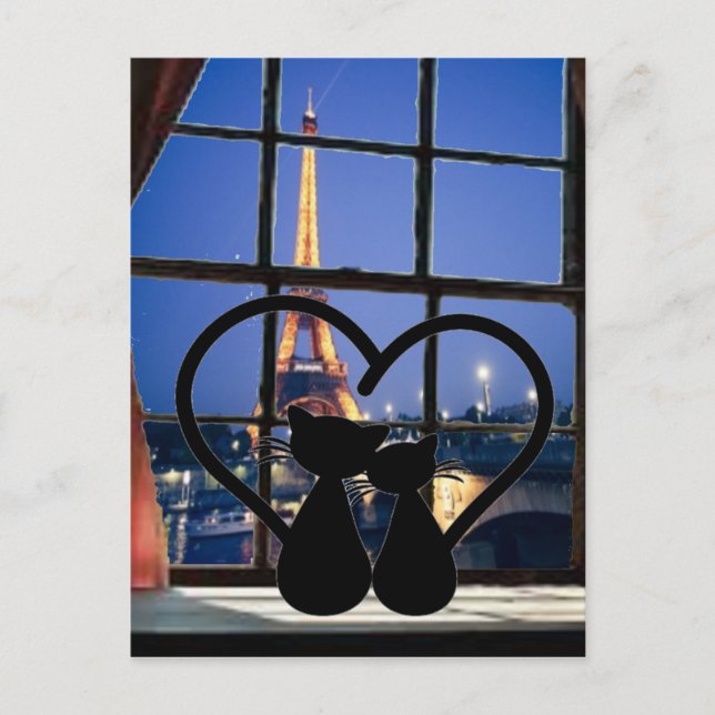 katter    inälskade i paris vykort (Framsida)