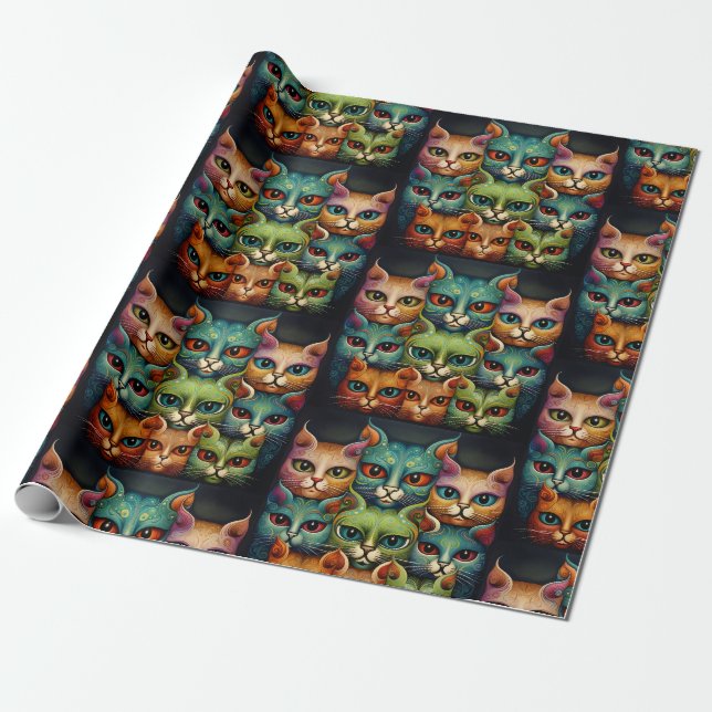 Katter Inpackningspapper Presentpapper (Utrullad)