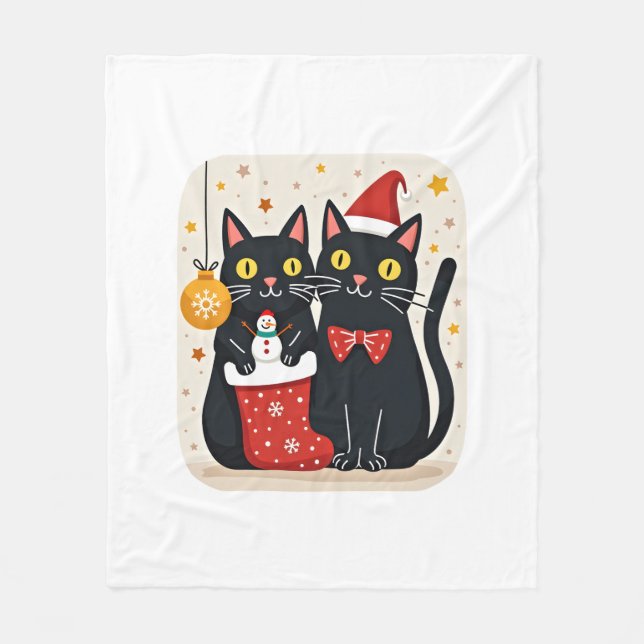 Katter Jul Retro 50-talet 60-talet Jul (1) Fleecefilt (Framsidan)