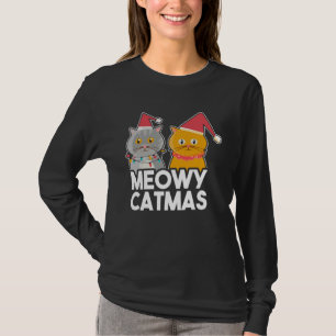 Katter Jul Santa Hatt Meowy Catmas Katt T Shirt