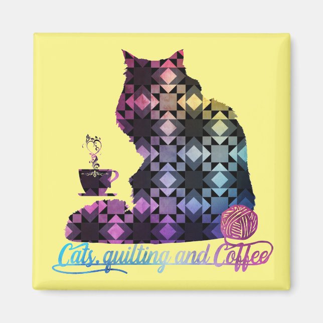 Katter, kaffe och kaffe magnet (Framsidan)