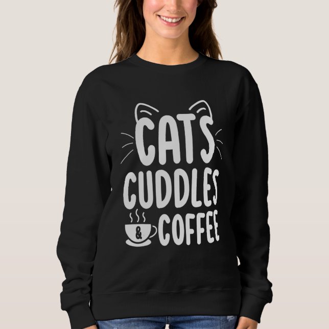Katter Kaffe Söt Katt Kattunge Mamma Pappa T Shirt (Framsida)