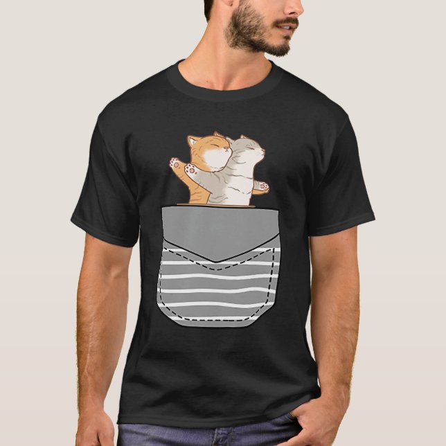 Katter Kartongkatt I Fickan T Shirt (Framsida)
