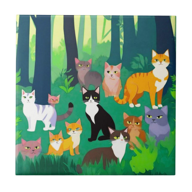 Katter, Kattdjur i skogen Kakelplatta (Framsidan)