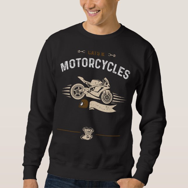 Katter Katter & Motorcyklar Motorcykelcitat Lång Ärmad Tröja (Framsida)