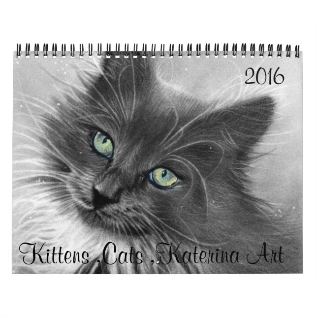 Katter, kattungar, 2016 Kalender KaterinaArt (Omslag)