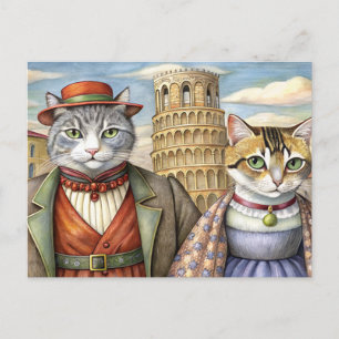 Katter klädda i Pisa, Italien Helg Vykort