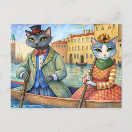 Katter klädda i Venedig, Italien Helg Vykort