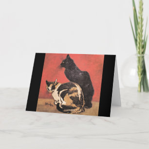 Katter, konsmålning av bra av Theophile Steinlen Kort