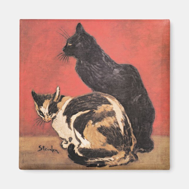 Katter, konsmålning av bra av Theophile Steinlen Magnet (Framsidan)