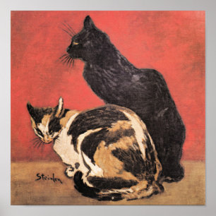 Katter, konsmålning av bra av Theophile Steinlen Poster