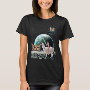 Katter Krig Katt I Rymden Ridning Lama Kittel Katt T Shirt