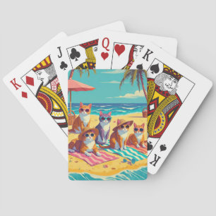 Katter Lounging på stranden Casinokort