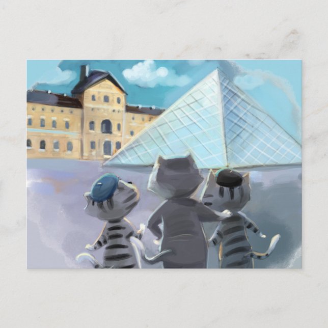 Katter Louvre Paris - Vykort (Framsida)