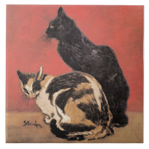 Katter, målning av Theophile Steinlen Kakelplatta