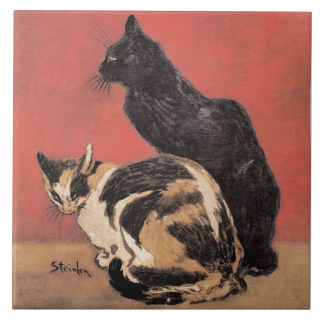 Katter, målning av Theophile Steinlen Kakelplatta (Framsidan)