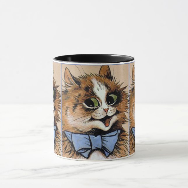 Katter med Blue Bowtie-färg av Louis Wain Mugg (Center)