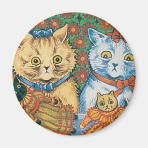 Katter med dockakonstverk av Louis Wain Magnet