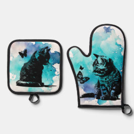 Katter med fjärilar