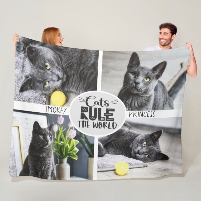 Katter med fotoregel och namn fleecefilt (På plats)