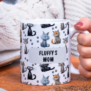 Katter med grumpy Scowling Ansikte Mönster med Nam Kaffemugg