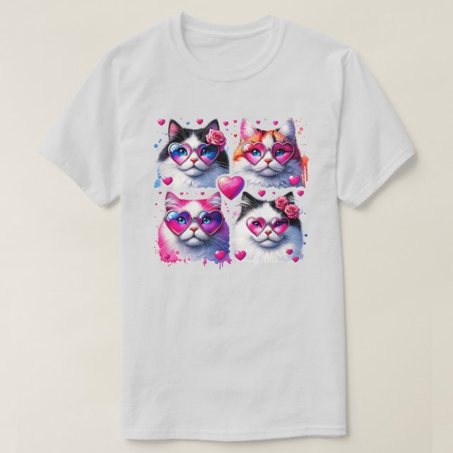 Katter med hjärtglasyr t shirt (Design framsida)