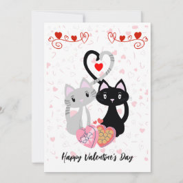 Katter med hjärtkort för Valentineser Julkort