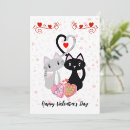 Katter med hjärtkort för Valentineser Julkort