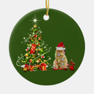 Katter med hög saftjul julgransprydnad keramik