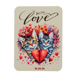 Katter med Kärlek-mappat gratulationskort Magnet