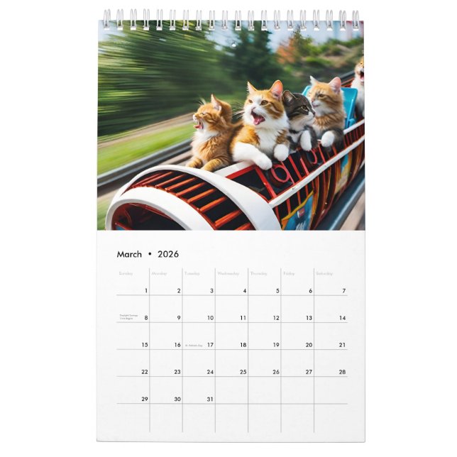 Katter med Roligt Kalender (Mar 2026)