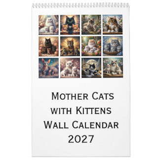 Katter med ungar Väggkalender 2027 Kalender