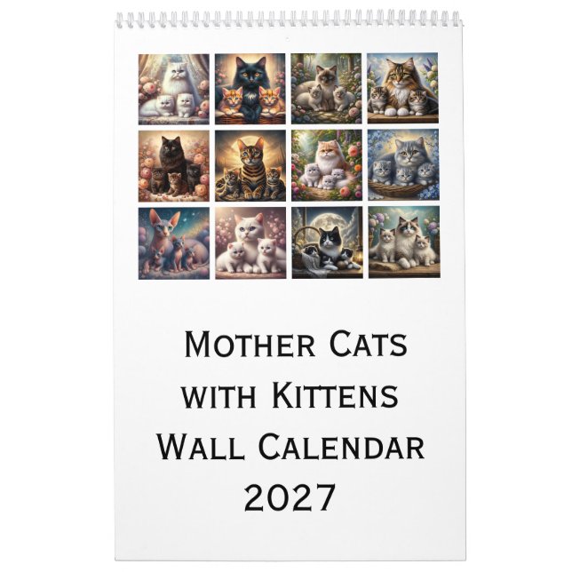 Katter med ungar Väggkalender 2027 Kalender (Omslag)