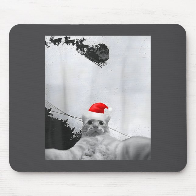 Katter Meme Rolig Katt Selfie Med Tomtehatt Jul Musmatta (Framsidan)