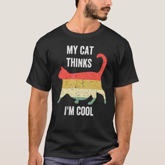 Katter Min katt tycker jag är cool 2 T Shirt (Framsida)