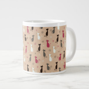 katter Mönster Rosa Jumbo Mugg