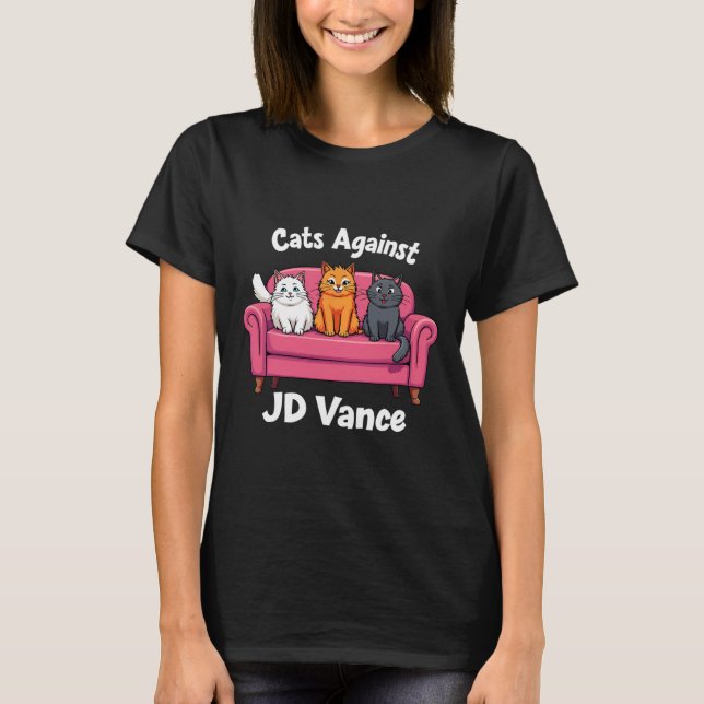 Katter mot J.d. Vance barnlösa kattdamer soffa T Shirt (Framsida)