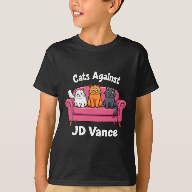 Katter mot J.d. Vance Chilless Cat Dam Couch T Shirt (Framsida)