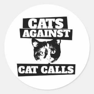 Katter mot katroreflexretro calico feminist runt klistermärke