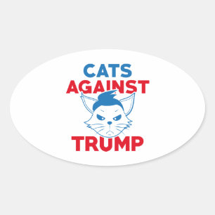 Katter mot trump ovalt klistermärke