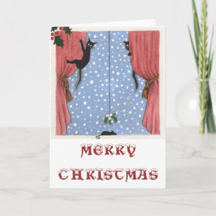 katter, mus och mistletoe helgkort