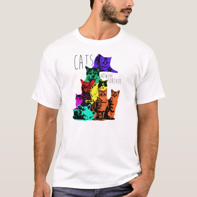 Katter. Nu en för evigt.  AffischkonstCats. Tee (Framsida)