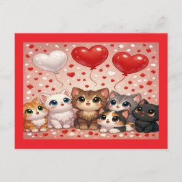 Katter och ballonger Bröllops Förlovningsannons Meddelande Vykort