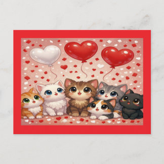 Katter och ballonger Bröllops Förlovningsannons Meddelande Vykort