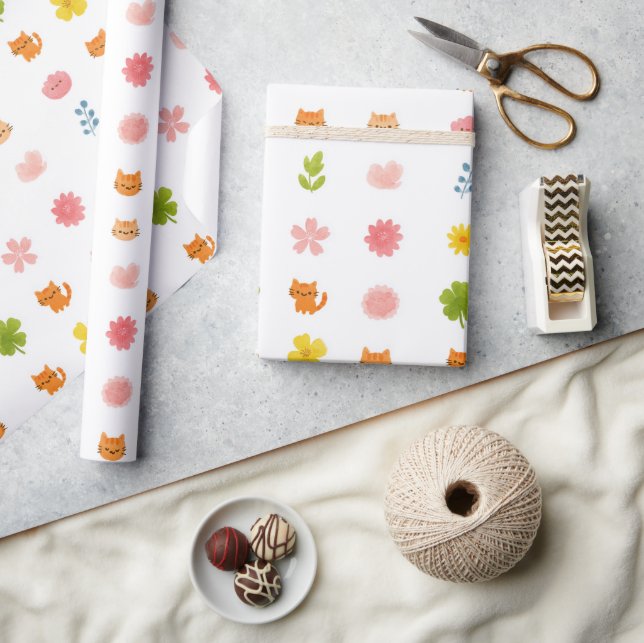 Katter och blommor presentpapper (Hantverk)
