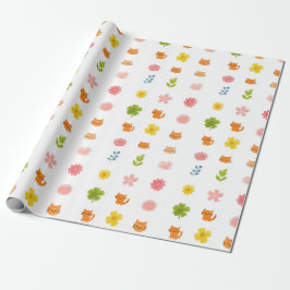 Katter och blommor presentpapper
