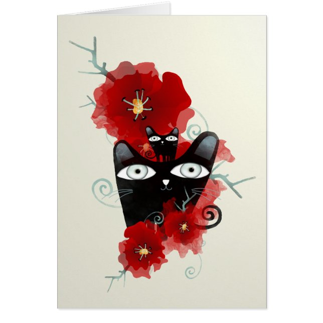 Katter och blommor solnedgång kort (Framsidan)