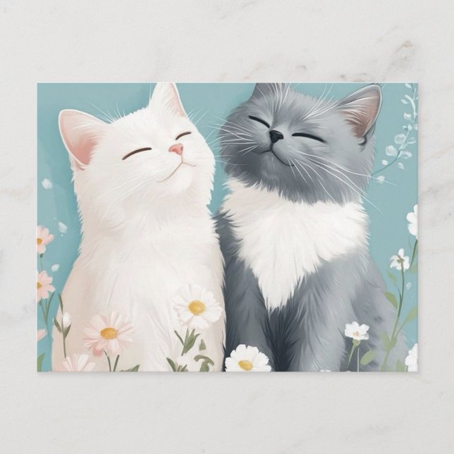 Katter och blommor vykort (Framsida)